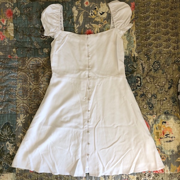 Line and Dot White Mini Dress - Picture 1 of 3